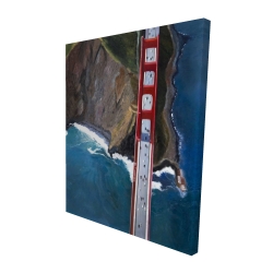 Overhead view of the golden gate and mountains