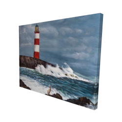 Canvas 48 x 60 - 3D - Lighthouse at the edge of the sea unleashed