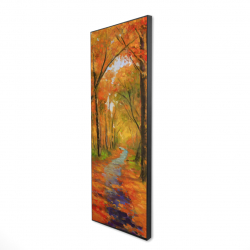 Framed 16 x 48 - 3D - Autumn trail in the forest