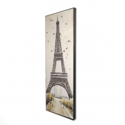 Eiffel tower with flying birds