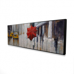Framed 20 x 60 - 3D - Red umbrella in the street