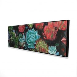 Framed 20 x 60 - 3D - Set of colorful succulents
