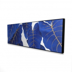 Framed 16 x 48 - 3D - Tropical abstract blue leaves