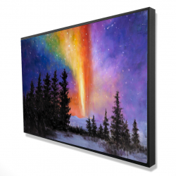 Framed 24 x 36 - 3D - Aurora borealis in the forest