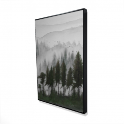 Mountains landscape in dark watercolor