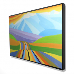 Framed 24 x 36 - 3D - Mountain road multicolored