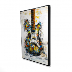 Framed 24 x 36 - 3D - Abstract colorful guitar