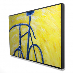 Blue bike on yellow background