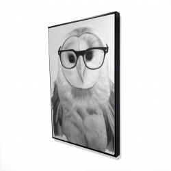 Framed 24 x 36 - 3D - Realistic barn owl with glasses