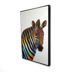 Framed 24 x 36 - 3D - Colorful profile view of a zebra