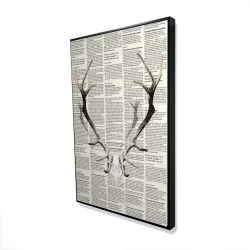 Framed 24 x 36 - 3D - Deer horns on newspaper