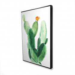Watercolor paddle cactus with flower