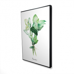 Framed 24 x 36 - 3D - Tied up basil leaves bundle - fr