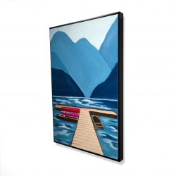 Framed 24 x 36 - 3D - Lake, quai & mountains