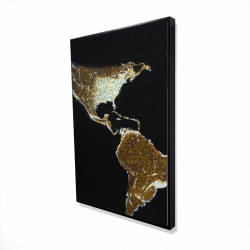 Framed 24 x 36 - 3D - American continent at night
