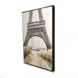 Eiffel tower with flying birds