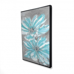 Framed 24 x 36 - 3D - Two little abstract blue flowers