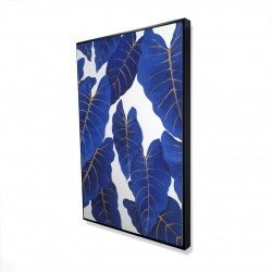 Framed 24 x 36 - 3D - Tropical abstract blue leaves