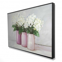 Framed 24 x 36 - 3D - Hydrangea flowers in pink vases