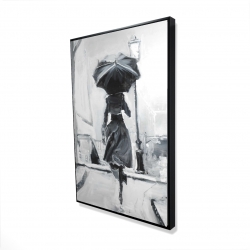 Woman running in the rain