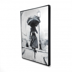 Framed 24 x 36 - 3D - Woman running in the rain