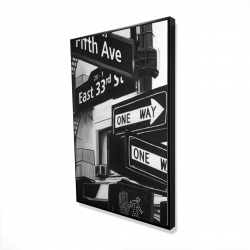 Framed 24 x 36 - 3D - New york city signs in front of an appartment