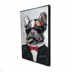 Framed 24 x 36 - 3D - Smoking gangster bulldog