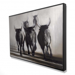 Framed 24 x 36 - 3D - Running fierce bulls