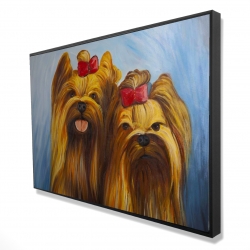Framed 24 x 36 - 3D - Two smiling dogs with bow tie