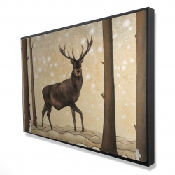 Framed 24 x 36 - 3D - Roe deer in a winter landscape