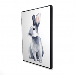 Framed 24 x 36 - 3D - Gray curious rabbit