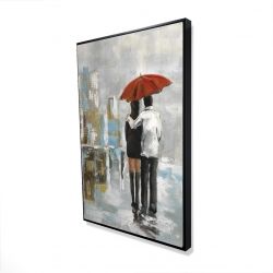 Couple walking under their umbrella