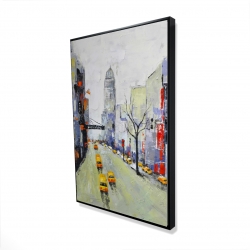 Gray street with yellow and red accents