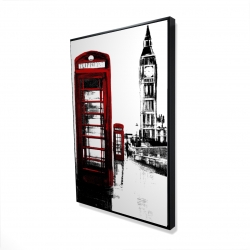 Framed 24 x 36 - 3D - Telephone box and big ben of london