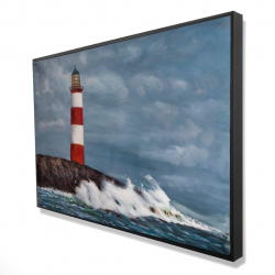 Framed 24 x 36 - 3D - Lighthouse at the edge of the sea unleashed