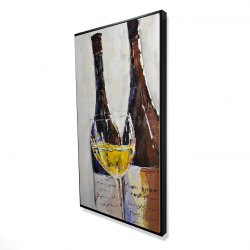 Encadré 24 x 48 - 3D - Deux bouteilles et verre de vin blanc