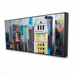 Framed 24 x 48 - 3D - Colorful cityscape of manhattan
