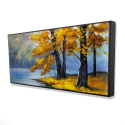 Framed 24 x 48 - 3D - Two trees by the lake