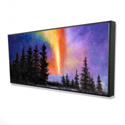 Framed 24 x 48 - 3D - Aurora borealis in the forest