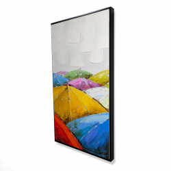 Colorful umbrellas under the rain