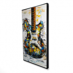 Framed 24 x 48 - 3D - Abstract colorful guitar