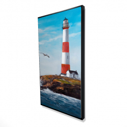 Framed 24 x 48 - 3D - Lighthouse at the edge of the sea