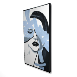Framed 24 x 48 - 3D - Abstract blue woman portrait