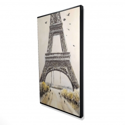 Eiffel tower with flying birds