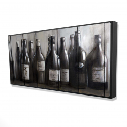 Bouteilles de vin sur bois