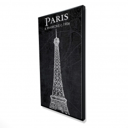 Eiffel tower sketch with a map in background