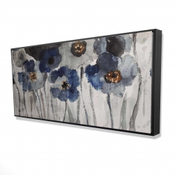 Framed 24 x 48 - 3D - Blue blurry flowers