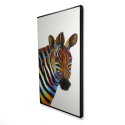 Framed 24 x 48 - 3D - Colorful profile view of a zebra