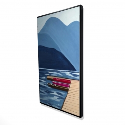Framed 24 x 48 - 3D - Lake, quai & mountains
