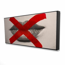 Framed 24 x 48 - 3D - Grayscale lips with a red x